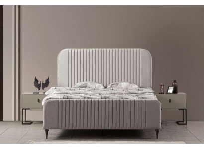 Bett 2x Nuetsdësch 3 tlg. Schlofzëmmer Garnitur Design Luxus Modern