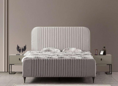 Bett 2x Nuetsdësch 3 tlg. Schlofzëmmer Garnitur Design Luxus Modern