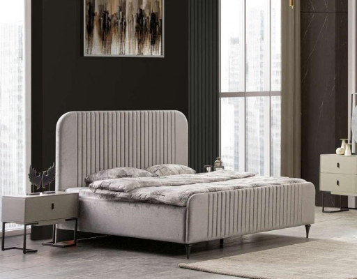 Bett 2x Nuetsdësch 3 tlg. Schlofzëmmer Garnitur Design Luxus Modern