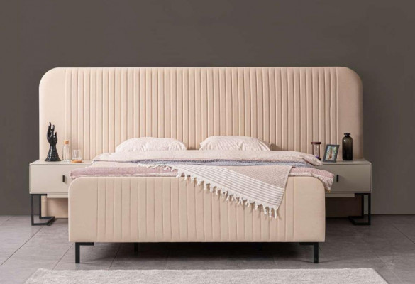 Schlofkummer Set Bett 2x Nuetsdëscher Kommoden Designer Miwwelen 5tlg.