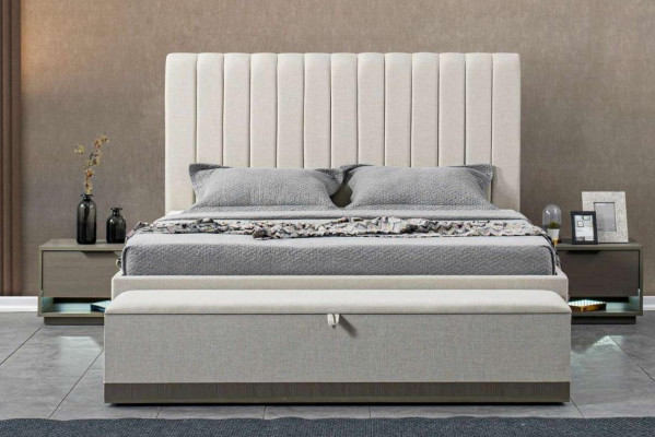 Luxus Schlofzëmmer Miwwelen Bett 2x Nuetsschaf Set Better Hotel Miwwelen Nei 3tlg.