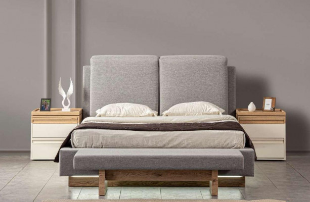 Design Schlofzëmmer 3 Deeler. Bett 2x Nuetsdëscher Modern Luxus Set Miwwelen