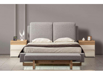 Design Schlofzëmmer 3 Deeler. Bett 2x Nuetsdëscher Modern Luxus Set Miwwelen