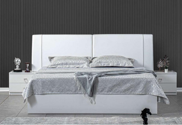 Bett 2x Nuetsdëscher 3 tlg. Schlofkummer Set Design Luxus Garnitur Miwwelen