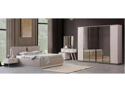 Schlofkummer Luxusbetter 2x Nuetsschränk 5tlg Kleederschaf Holtz Beige