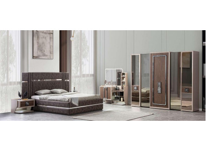 Bett 2x Nuetsdëscher 5-deelig Schlofkummer Design Modern Luxus Miwwelen Nei
