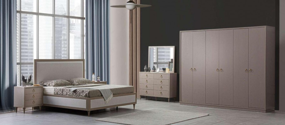 Schlofkummer Set Bett 2x Nuetsdëscher Better Italieneschen Stil 5 Deeler. Nei