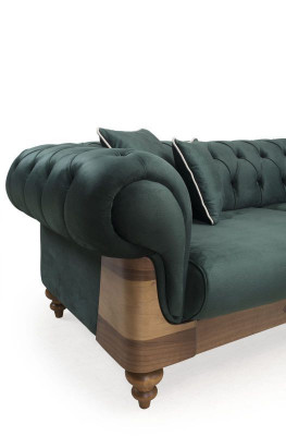 Modern Chesterfield Canapé-Set 3+3 Sëtzer Luxus-Set Wunnzëmmer Couch