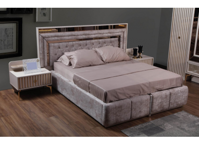 Moderne Schlofzëmmer Komplettset Bett Nuetsdëscher Designer Miwwelen