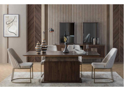 Iesszëmmer Miwwelen Luxus Set Iessdësch 4x Still Modernen Design Holzstil