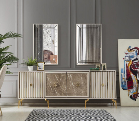Modern Sideboard mat 2x Spigelen Designer Luxus Wunnzëmmer Miwwelen Holz