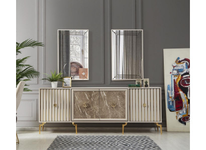 Modern Sideboard mat 2x Spigelen Designer Luxus Wunnzëmmer Miwwelen Holz