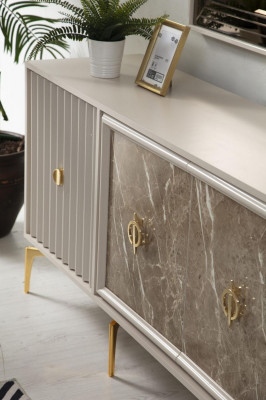 Modern Sideboard mat 2x Spigelen Designer Luxus Wunnzëmmer Miwwelen Holz