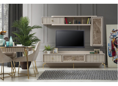 Designer Modern Wunnwand Luxus Holz Regaler Wunnzëmmer Miwwelen Stilvoll