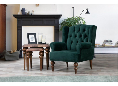 Klasseschen Chesterfield grénge Fauteuil Ouerfauteuil Polstersëtzplatz