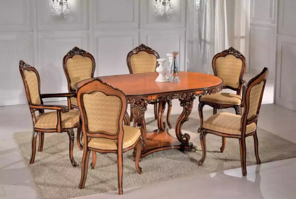 Set Iessdësch 4x Still 2x Armlehnstiller Iessdëschgrupp Holzstill Dëscher