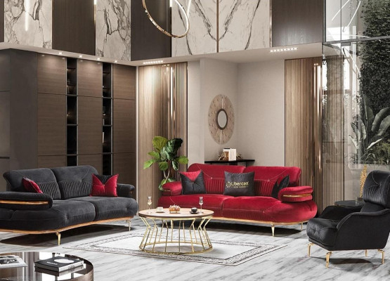 Exklusiv 3-Sëtz-Sofa modern neit Textildesign Wunnzëmmer