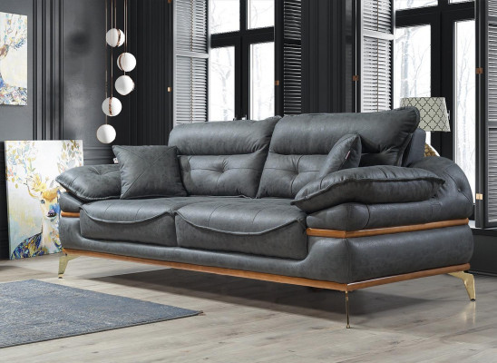 Modern groi Sofa am Wunnzëmmer Exklusivt 3-Sëtz-Sofa