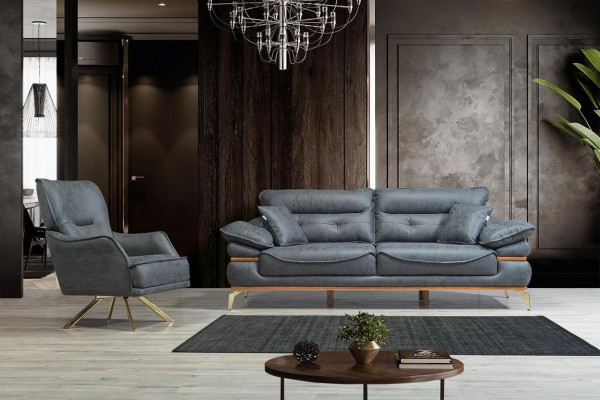 Modern groi Sofa am Wunnzëmmer Exklusivt 3-Sëtz-Sofa