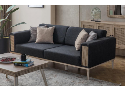 Sofa 3-Sëtzer Héichwäertegt Design moderne Textilsofa Wunnzëmmer