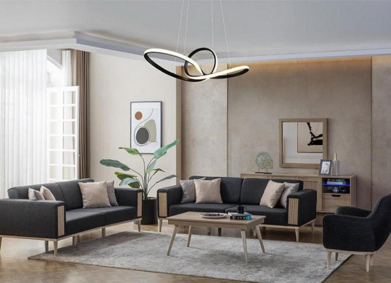 Sofa 3-Sëtzer Héichwäertegt Design moderne Textilsofa Wunnzëmmer