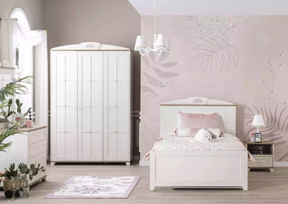 Holzebett Funktiounsbett Auszéibar Kandebett Bett 120 Holz Wäiss Nei