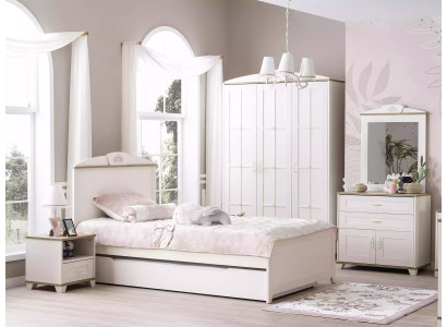 Kandebett Holzbett Funktiounsbett Auszuchbitt 100 Holz Wäiss Nei