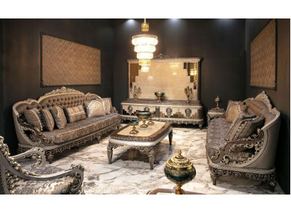 Luxuriéis Sofasett 3+3 Couchtisch Sofa Canapé Modern Gri Set Nei