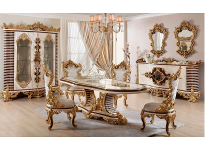 Luxuriéis Iesszëmmer Set Klassesch Iessgrupp Holz Miwwelen Stil Design
