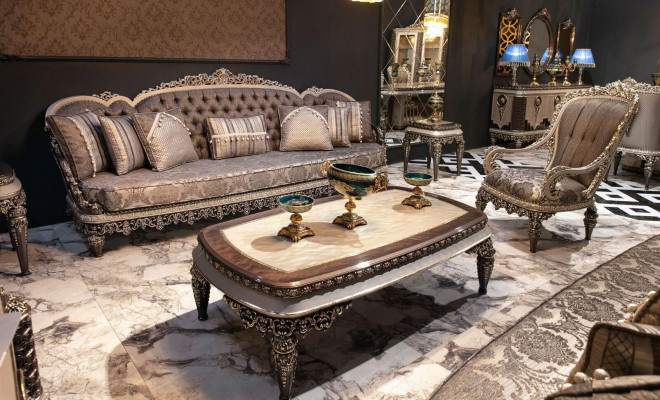 Taupe Klassesch Chesterfield Sofagarnitur 3+1+1 Sëtzer Luxus Couchen