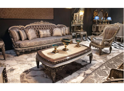 Taupe Klassesch Chesterfield Sofagarnitur 3+1+1 Sëtzer Luxus Couchen
