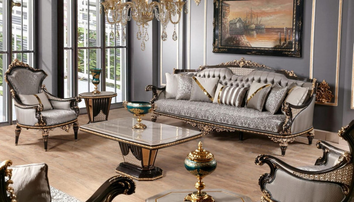 Klassesch Chesterfield Sëtzgrupp Luxus 3+1 Sëtz Polster Canapéë 2tlg