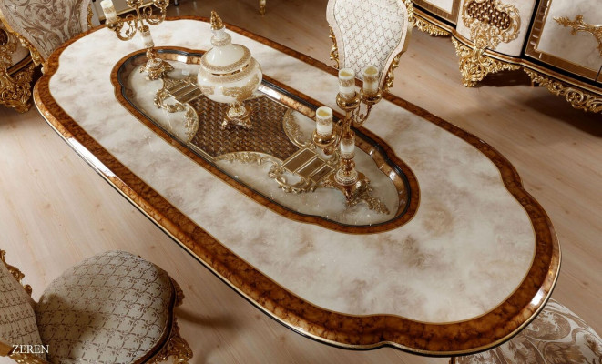 Luxus Wäisst Klassesch Iesszëmmer Set Iessdësch 6x Still Kommod.