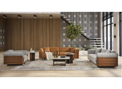 Soffagarnitur Komplett Canapé-Set Polstersofa Brong Stoff Stoffsofa