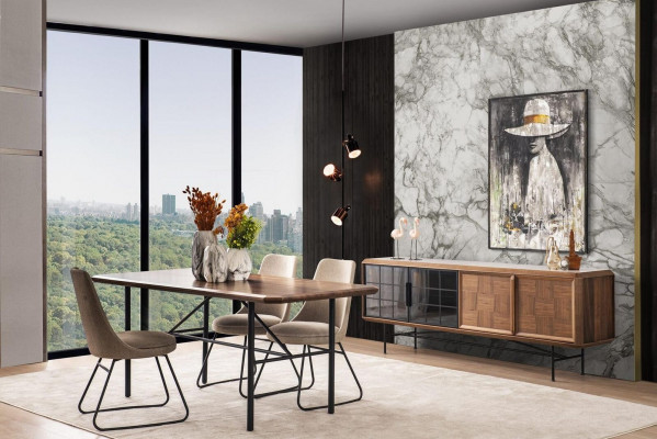 Iesswénkel Iessgrupp Iessdësch Set 8-deeleg Iesszëmmer Brong Holz Stilvoll