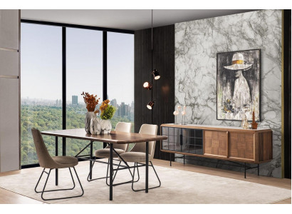 Iesswénkel Iessgrupp Iessdësch Set 8-deeleg Iesszëmmer Brong Holz Stilvoll