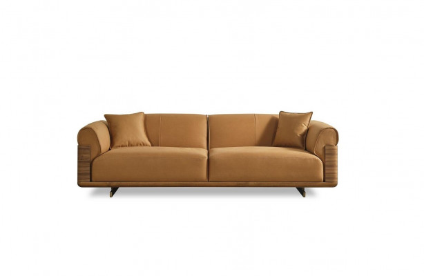 Sofagarnitur Komplett Gepolstert Sofa Braun Dräisëtzer Fotell Modern 3 Deeler