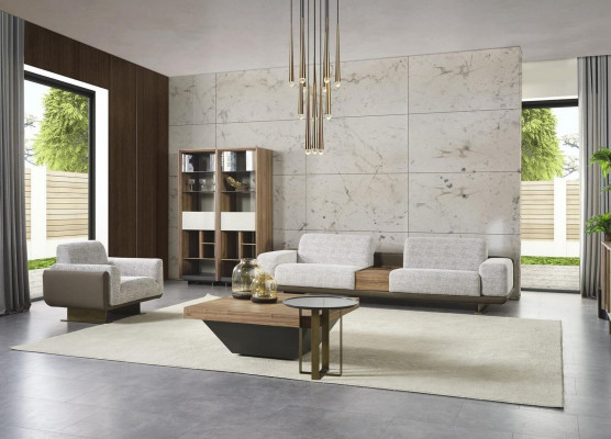 Garnitur Véiersëtzer Sofagarnitur Fotell Stoff Stoffsofa Modern Sofa