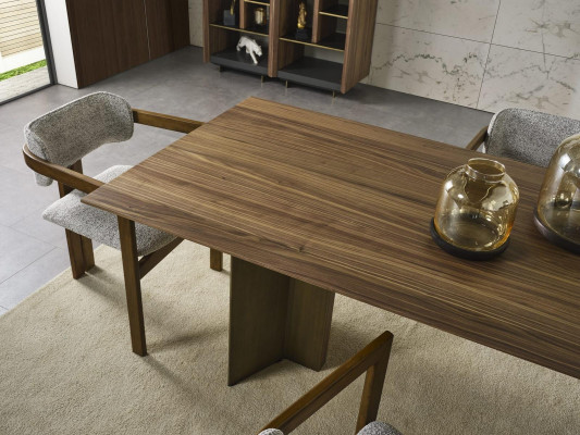 Garnitur Iessdësch Ieëck Iessgrupp Set 7 gliddeg Iesszëmmer Braun Holz