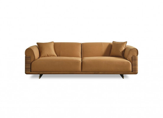 Canapé dräisëtzer 3 Sëtzer Polstersofa Brong Stoff Polyester Canapé Modern