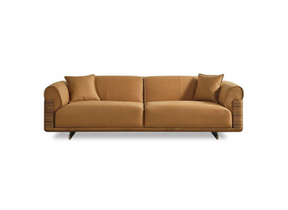 Canapé dräisëtzer 3 Sëtzer Polstersofa Brong Stoff Polyester Canapé Modern