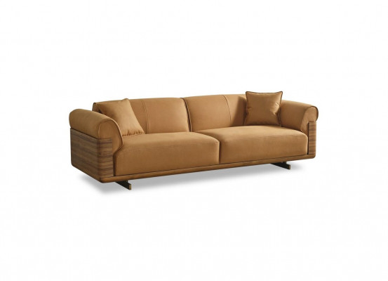 Canapé dräisëtzer 3 Sëtzer Polstersofa Brong Stoff Polyester Canapé Modern