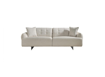 Canapé dräi-Sëtzer 3 Sëtzer Polstersofa Stoff Polyester Canapé Modern Wäiss
