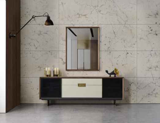 Anrichte Sideboard mat Spigel Kommode Holz Méifarweg Iesszëmmer Set