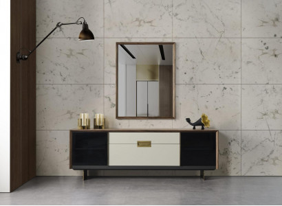 Anrichte Sideboard mat Spigel Kommode Holz Méifarweg Iesszëmmer Set