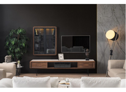 Gruppe RTV Lowboard TV-Stänn Sideboard Schaf 2tlg Holz Braun Regal