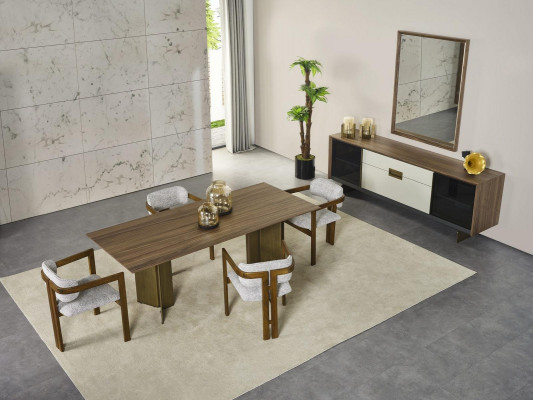 Iesszëmmerdësch Iessdësch Dësch Iesséck Iesszëmmer 208 cm Holz Brong Nei