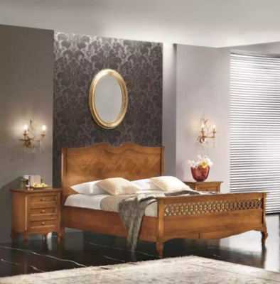 Bett 2x Nuetsdëscher Kommode 5 Deeler Set Schlofzëmmer Italienescht Miwwelen