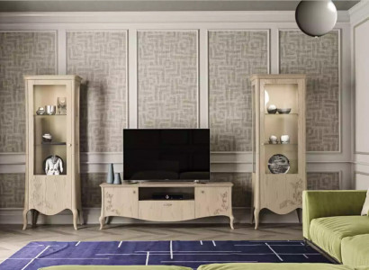 Wunnzëmmer rtv Vitrinn Anricht Regal Luxus Wunn Zëmmer Béis Set 3stéck.