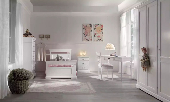 Set Bett, Kleederschaf, Schreifdësch 4 Deeler Komplett Jugendzëmmer Nei